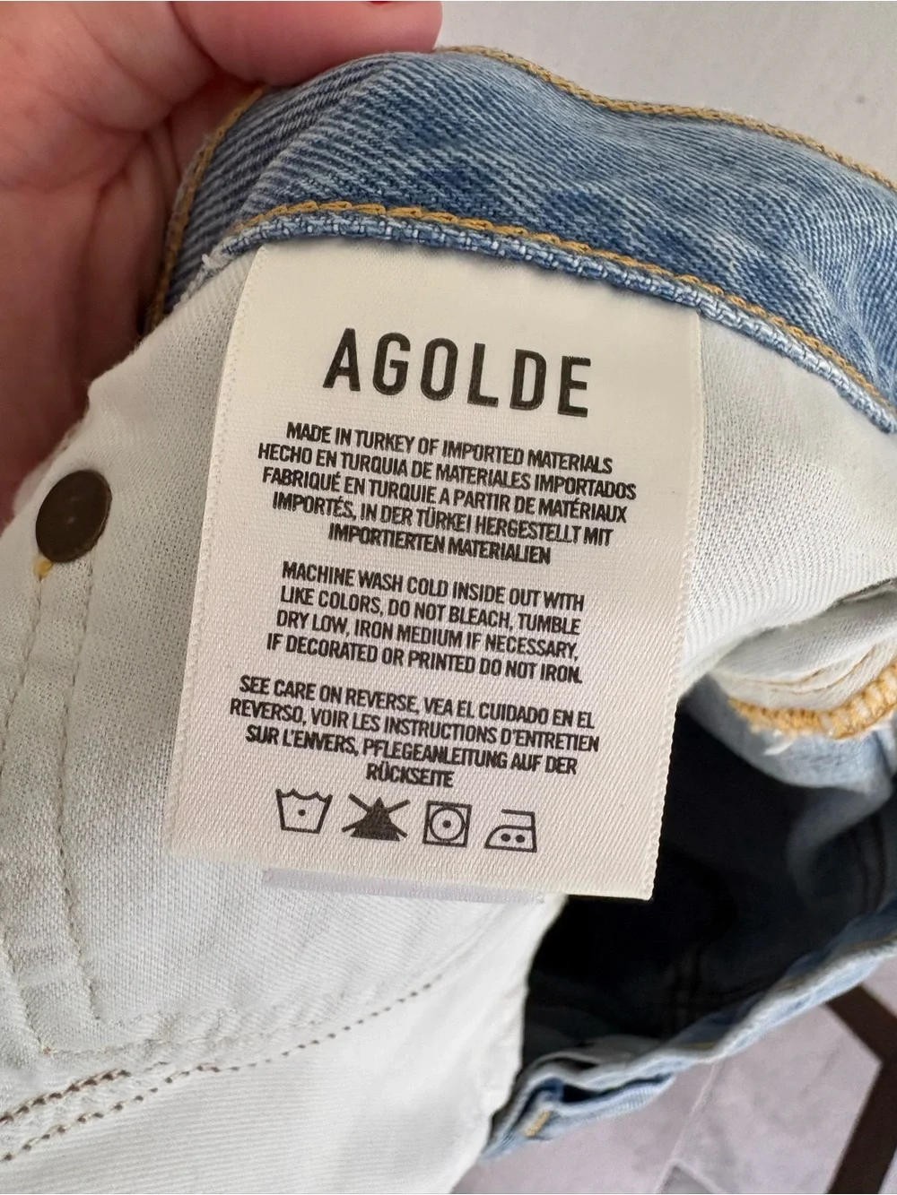 AGOLDE Parker Long Distressed Denim Shorts Size 30 Light Wash Raw Hem Cotton